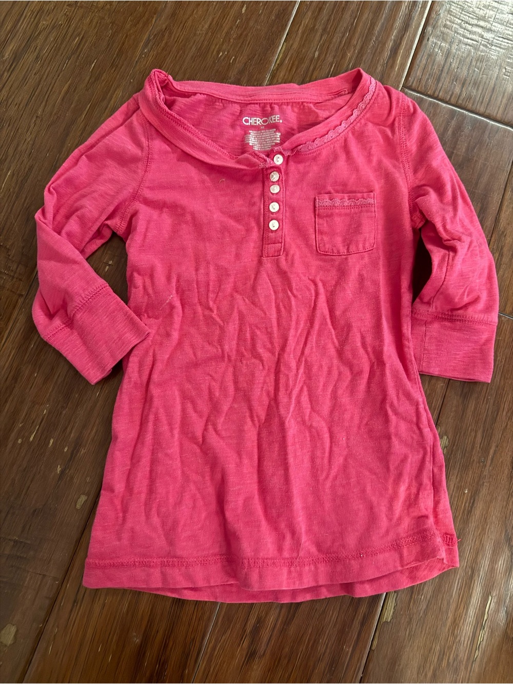 Cherokee Coral-Pink Long Sleeve Henley Top for Kids